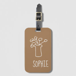 Moderne, eenvoudige, minimalistische witte bloem bagagelabel