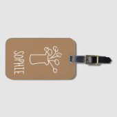 Moderne, eenvoudige, minimalistische witte bloem bagagelabel (Voorkant (horizontaal))