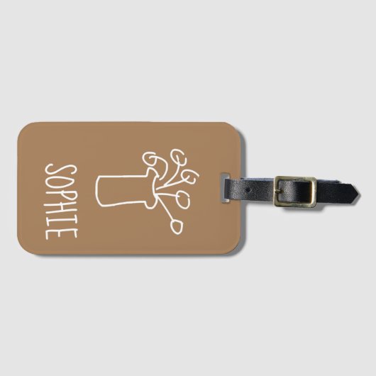 Moderne, eenvoudige, minimalistische witte bloem bagagelabel (Voorkant (horizontaal))