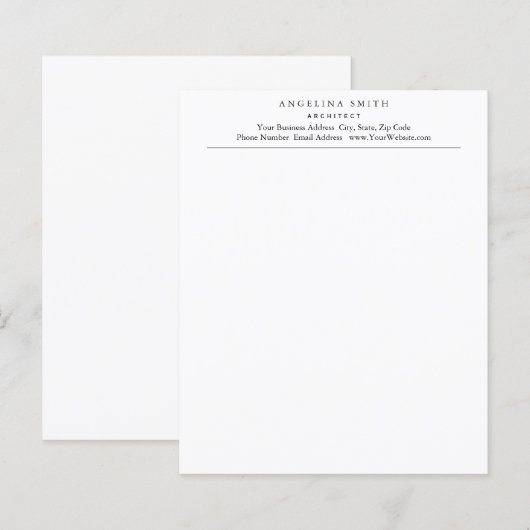 Moderne eenvoudige minimalistische witte professio (Voorkant / Achterkant)