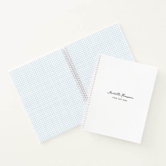 Moderne eenvoudige minimalistische witte scriptnaa notitieboek (Binnen)