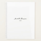 Moderne eenvoudige minimalistische witte scriptnaa planner (Voorkant)