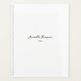 Moderne eenvoudige minimalistische witte scriptnaa planner
