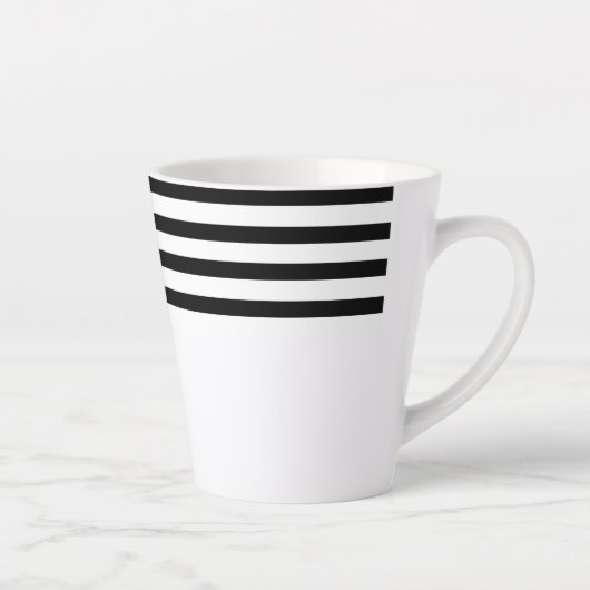 Moderne eenvoudige minimalistische zwart-witte str latte mok (Rechts)