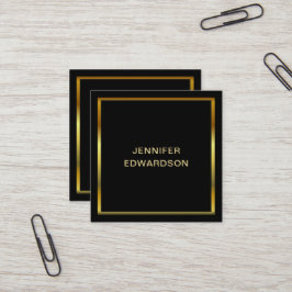 Moderne, eenvoudige, minimalistische zwarte goudpr vierkante visitekaartje