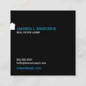 Moderne eenvoudige minimalistische zwarte makelaar vierkante visitekaartje (Achterkant)