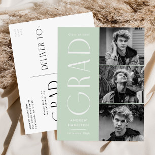 Moderne Eenvoudige Mint 3 Fotogradatie Partij Uitnodiging Briefkaart