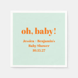 Moderne Eenvoudige Mint Sinaasappel Baby shower Aa Servet