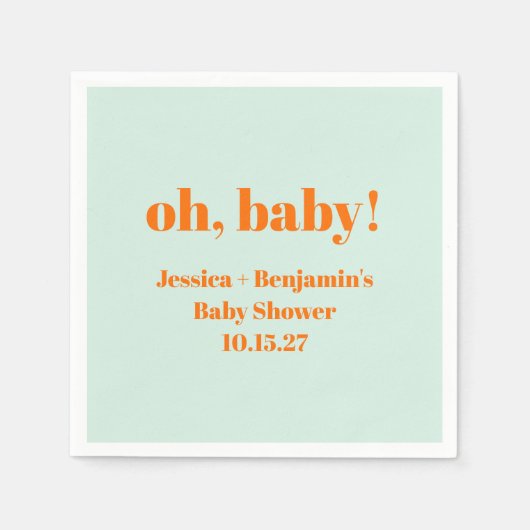 Moderne Eenvoudige Mint Sinaasappel Baby shower Aa Servet (Voorkant)