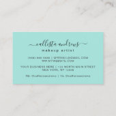 Moderne Eenvoudige Mint Typography Makeup Artist Visitekaartje (Achterkant)