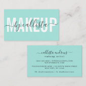 Moderne Eenvoudige Mint Typography Makeup Artist Visitekaartje (Voorkant / Achterkant)