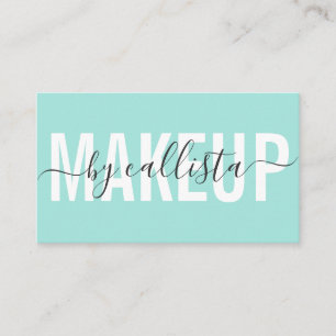Moderne Eenvoudige Mint Typography Makeup Artist Visitekaartje