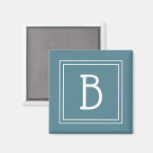 Moderne Eenvoudige Monogram Beginletter Turquoise Magneet (Voorkant / Achterkant)