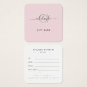 Moderne eenvoudige monogram Blush Gift Kaart (Voorkant /achterkant)