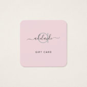 Moderne eenvoudige monogram Blush Gift Kaart (Voorkant)