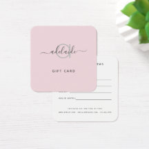 Moderne eenvoudige monogram Blush Gift Kaart