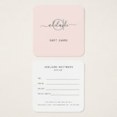 Moderne eenvoudige monogram Blush Gift Kaart (Voorkant /achterkant)