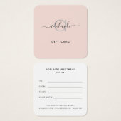 Moderne eenvoudige monogram Blush Gift Kaart (Voorkant /achterkant)