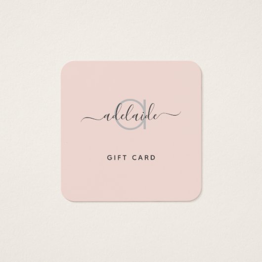 Moderne eenvoudige monogram Blush Gift Kaart (Voorkant)