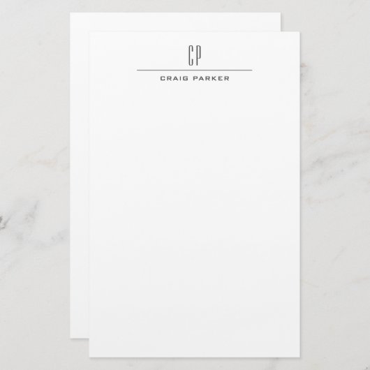 Moderne eenvoudige monogram briefpapier (Voorkant / Achterkant)