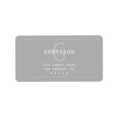 Moderne eenvoudige monogram en adres | Lichtgrijs Etiket (Voorkant)