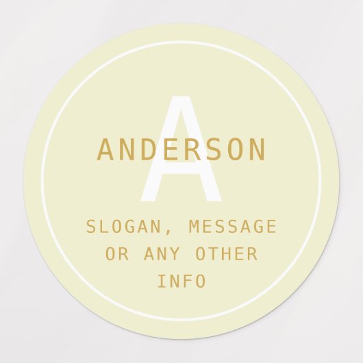 Moderne eenvoudige monogram en info | Golden White Labels (Design 3)