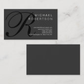 Moderne eenvoudige monogram grijs Visitekaartje (Voorkant / Achterkant)