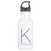 Moderne eenvoudige monogram, grijze witte streep waterfles  (Voorkant)
