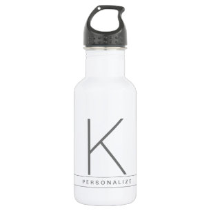 Moderne eenvoudige monogram, grijze witte streep waterfles