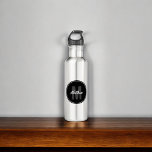 Moderne eenvoudige monogram handschrift waterfles<br><div class="desc">Modern monogram gecombineerd met handschrift lettertype.</div>