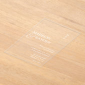 Moderne Eenvoudige Monogram Huwelijk Acryl Uitnodigingen (Laagn)