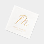 Moderne Eenvoudige Monogram Huwelijk Folie Servetten (Links)