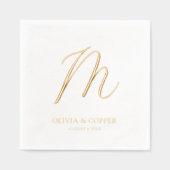 Moderne Eenvoudige Monogram Huwelijk Folie Servetten (Voorkant)