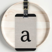 Moderne Eenvoudige Monogram Initiaal Beige Linnen  Bagagelabel