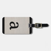 Moderne Eenvoudige Monogram Initiaal Beige Linnen  Bagagelabel (Voorkant horizontaal)