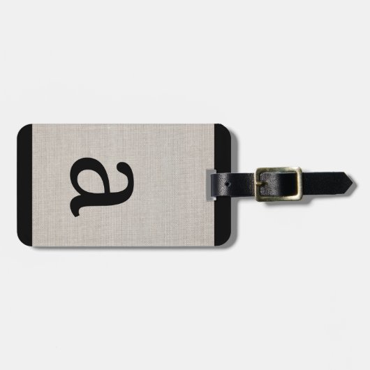 Moderne Eenvoudige Monogram Initiaal Beige Linnen  Bagagelabel (Voorkant horizontaal)