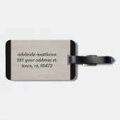 Moderne Eenvoudige Monogram Initiaal Beige Linnen  Bagagelabel (Achterkant horizontaal)