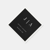 Moderne Eenvoudige Monogram Koppelnaam Zwart En Wi Servet (Hoek)