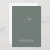 Moderne Eenvoudige Monogram Moss Groene Mix & Matc Save The Date (Voorkant / Achterkant)