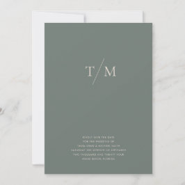Moderne Eenvoudige Monogram Moss Groene Mix & Matc Save The Date