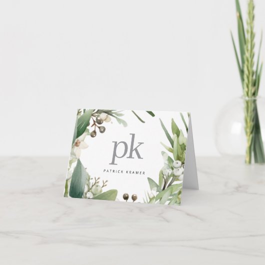 Moderne Eenvoudige Monogram Naam Kerstvakantie Bedankkaart (Voorkant)