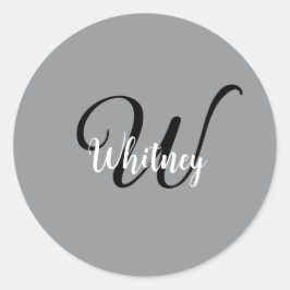Moderne Eenvoudige Monogram Naam Ronde Sticker