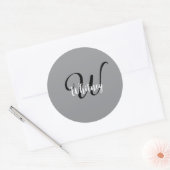 Moderne Eenvoudige Monogram Naam Ronde Sticker (Envelop)