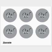 Moderne Eenvoudige Monogram Naam Ronde Sticker (Vel)