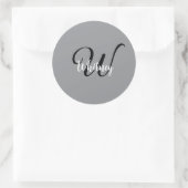 Moderne Eenvoudige Monogram Naam Ronde Sticker (Tas)