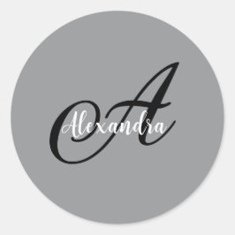 Moderne Eenvoudige Monogram Naam Ronde Sticker