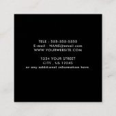 Moderne eenvoudige monogram naam zwart papier vierkante visitekaartje (Achterkant)
