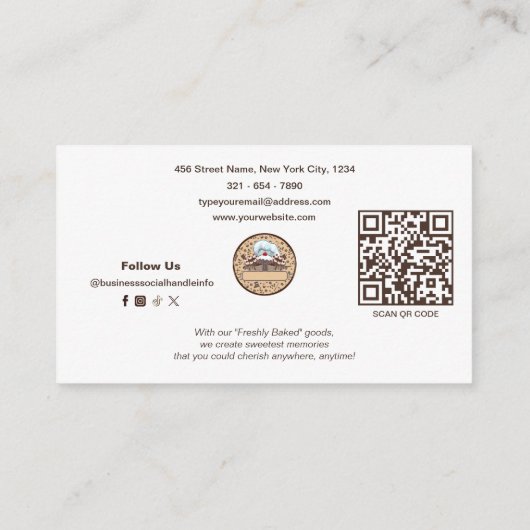 Moderne Eenvoudige Monogram Professionele Bakkerij Visitekaartje (Achterkant)