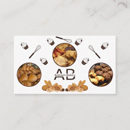 Moderne Eenvoudige Monogram Professionele Bakkerij Visitekaartje (Voorkant)