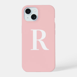 Moderne Eenvoudige Monogram Roze iPhone 15 Case